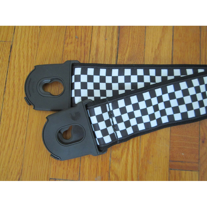 D'Addario Guitar Strap Black & White Checker w/Planet Lock- 50mm 50PLC02 - Image 3