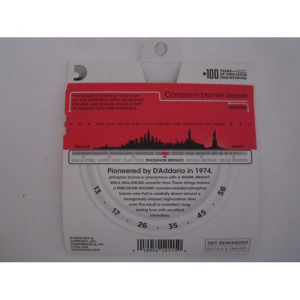 D'Addario EJ17 Phosphor Bronze Acoustic Guitar Strings -.013-.056 Medium - Image 3