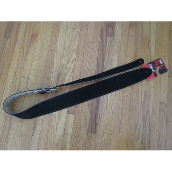 D'Addario Guitar Strap Leather Suede - 2.5" Black 25SS00