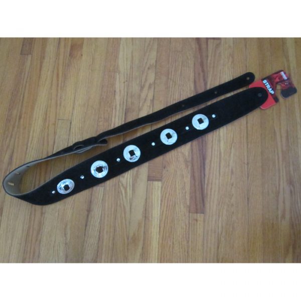 D'Addario Guitar Strap Conchos Leather Suede - 2.5" Black 25SSC00