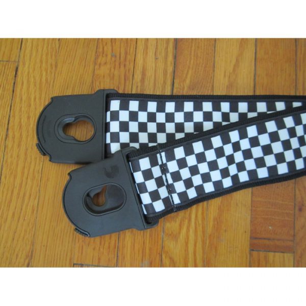 D'Addario Guitar Strap Black & White Checker w/Planet Lock- 50mm 50PLC02 - Image 3