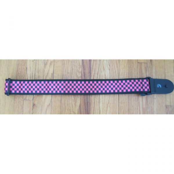 D'Addario Guitar Strap Black & Pink Checker - 50mm 50H03 - Image 2