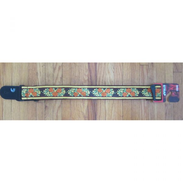 D'Addario Guitar Strap Peace Love Brown & Yellow- 50mm 50PCLV03 - Image 2