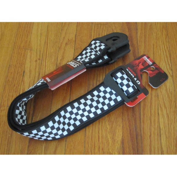 D'Addario Guitar Strap Black & White Checker w/Planet Lock- 50mm 50PLC02