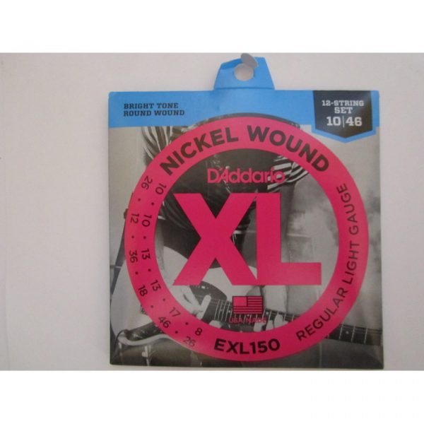 D'Addario EXL150 Nickel Wound 12 String Guitar Electric Strings -.010-.046 Regular Light