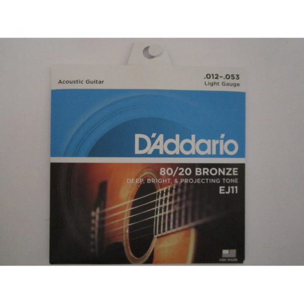 D'Addario EJ11 80/20 Bronze Acoustic Guitar Strings -.012-.053 Light