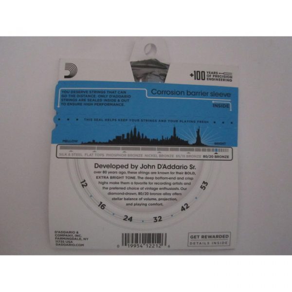 D'Addario EJ11 80/20 Bronze Acoustic Guitar Strings -.012-.053 Light - Image 2