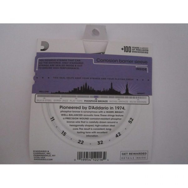 D'Addario EJ26 Phosphor Bronze Acoustic Guitar Strings -.011-.052 Custom Light - Image 2