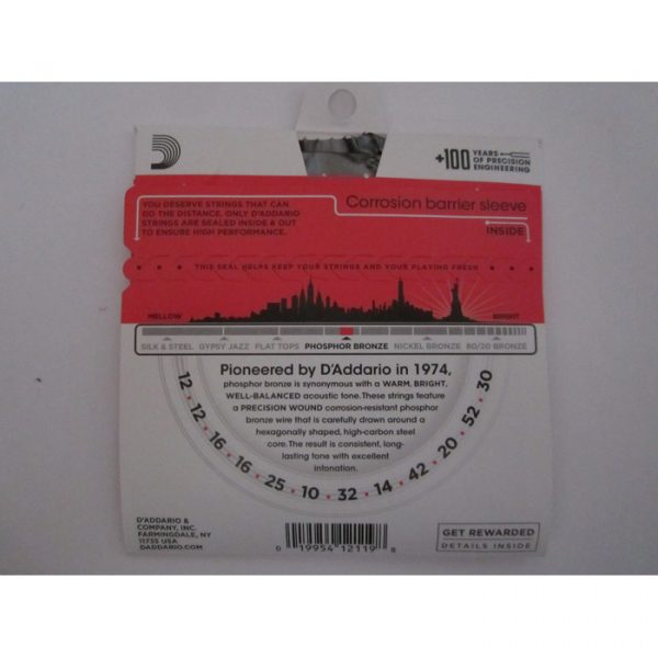 D'Addario EJ39 Phosphor Bronze Acoustic Guitar Strings -.012-.052 Medium 12 String - Image 2
