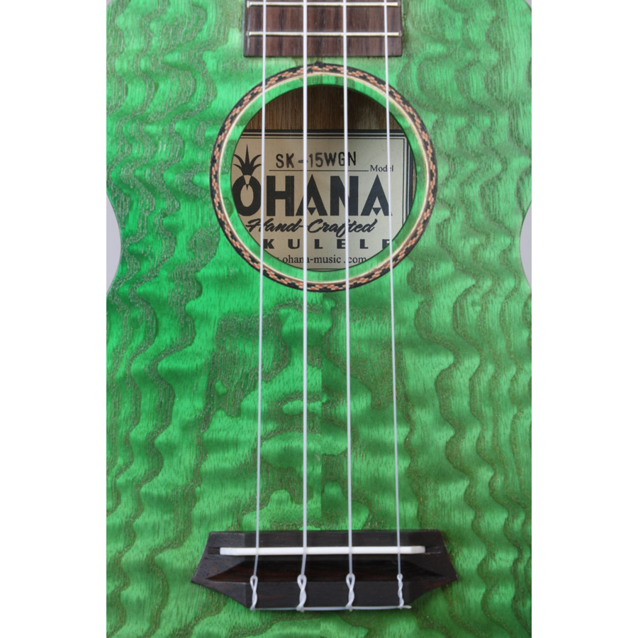 Ohana SK-15W Colored Soprano Ukulele SK-15GN Green - Image 7