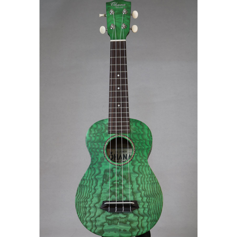 Ohana SK-15W Colored Soprano Ukulele SK-15GN Green - Image 2