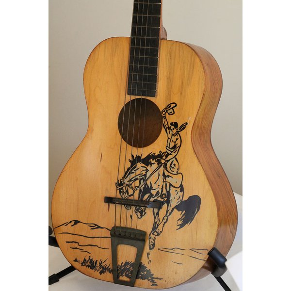 T. Eaton Company Bucking Bronco Cowboy Guitar Stencil Guitar - circa 1940's